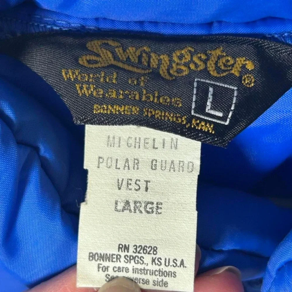 Vtg Swingster Blue Puffer Vest with Snaps/Pockets size Large‎ USA made